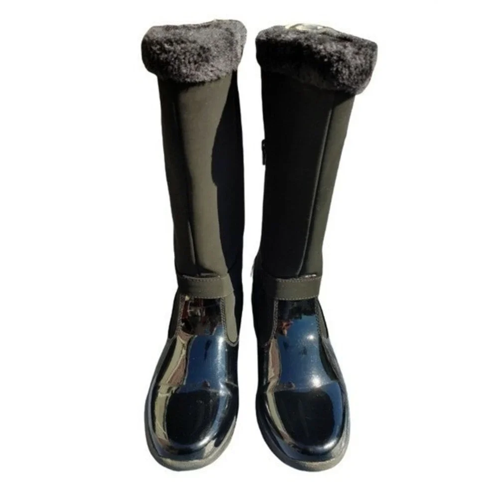 WOMENS TUNDRA TALL BOOTS SIZE 10 BLACK/BLACK PATENT LEATHER